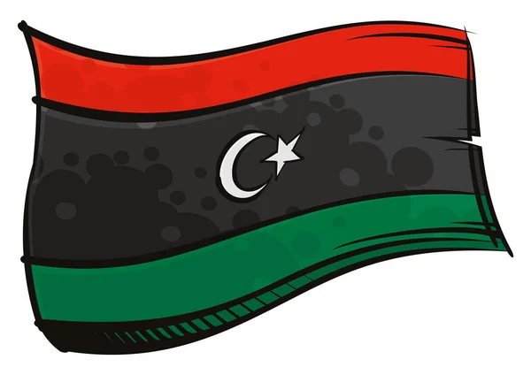 Líbia Zászló Létre Graffiti Festék Stílusban — Stock Vector