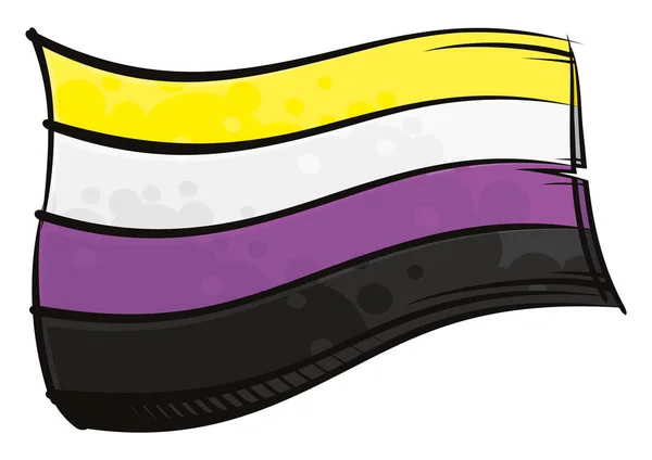 Nonbinary Pride Flag Created Graffiti Paint Style — Stockový vektor
