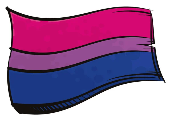 Bandeira Orgulho Bissexual Criada Estilo Pintura Grafite — Vetor de Stock