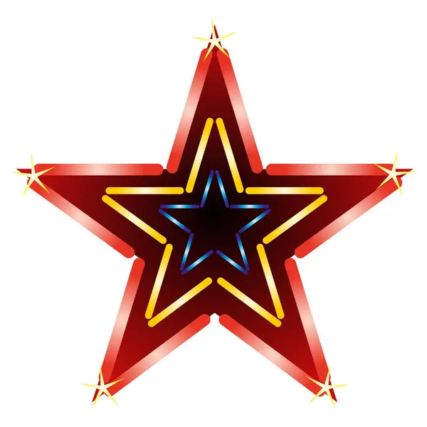 Signo Retro Iluminado Forma Estrella — Vector de stock