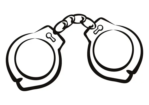 Drawing Showing Classic Police Handcuffs — Stock Vector