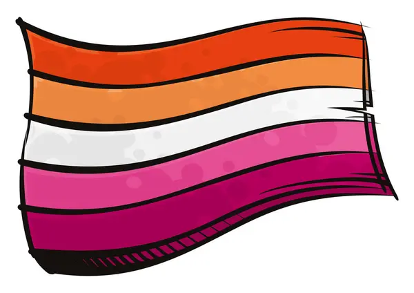 Lesbická Vlajka Pýchy Vytvořená Stylu Graffiti — Stockový vektor