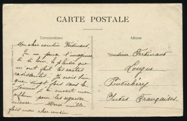 RUSSIA KALININGRAD, 30 Mayıs 2017: Fransa 'nın bastığı kartpostal eski kartpostalı gösteriyor, yaklaşık 1910.
