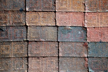 Kil döşeme kiremitlerinde tam çerçeve yakın görüntü