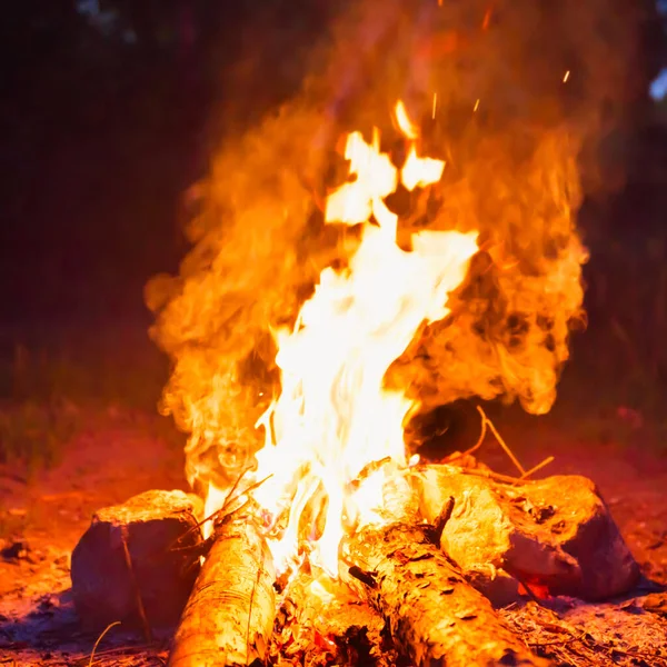 Взрыв Пожар Лесу Ночью — стоковое фото