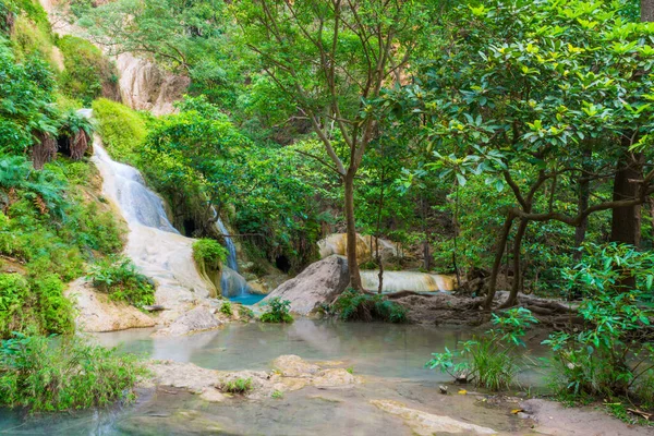 Waterfall Tropical Landscape Green Trees Wild Jungle Forest — Stock Photo, Image