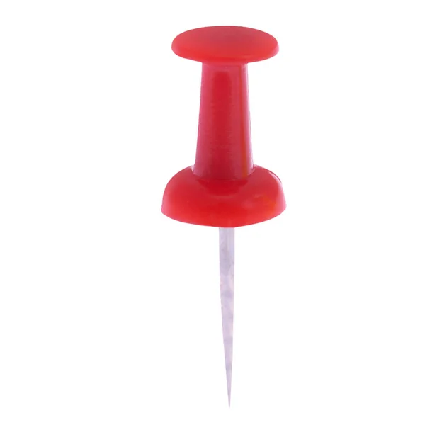 Vermelho Pin Clipe Thumbtack Isolado Fundo Branco — Fotografia de Stock