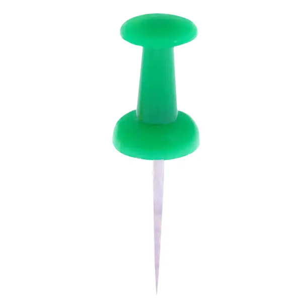 Verde Pin Clipe Thumbtack Isolado Fundo Branco — Fotografia de Stock
