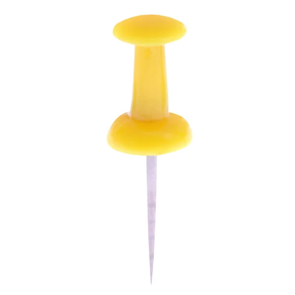 Amarelo Pin Clipe Thumbtack Isolado Fundo Branco — Fotografia de Stock