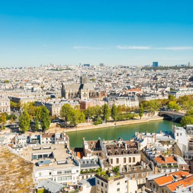 Paris cityscape hava mimarisi, çatılar ve şehir manzaralı