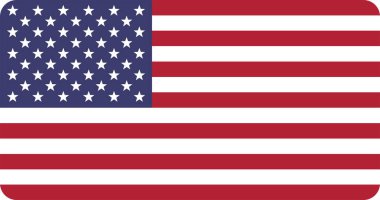 ABD bayrağı, ABD bayrağı simgesi, beyaz arka planda izole edilmiş yuvarlak ikon köşeli Amerikan ulusal bayrağı