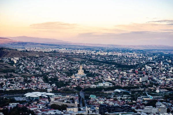 Overzicht Van Stad Tbilisi Vanaf Heuvel Mtatsminda — Stockfoto
