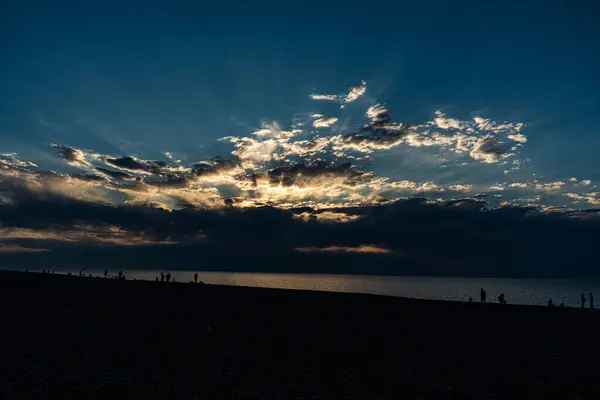 Δραματικό Ηλιοβασίλεμα Στην Παραλία Μπατούμι Της Μαύρης Θάλασσας — Φωτογραφία Αρχείου