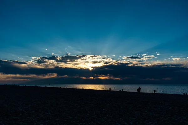 Δραματικό Ηλιοβασίλεμα Στην Παραλία Μπατούμι Της Μαύρης Θάλασσας — Φωτογραφία Αρχείου