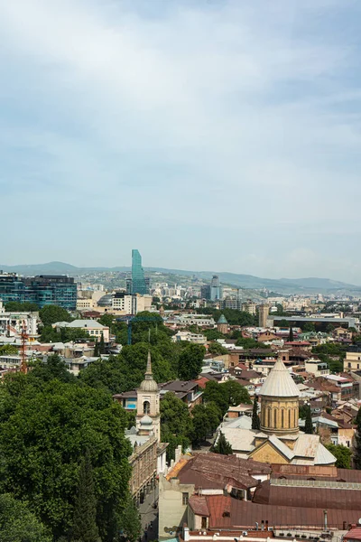 Overzicht Van Belangrijkste Bezienswaardigheden Van Stad Tbilisi Tijdens Zomerdag — Stockfoto