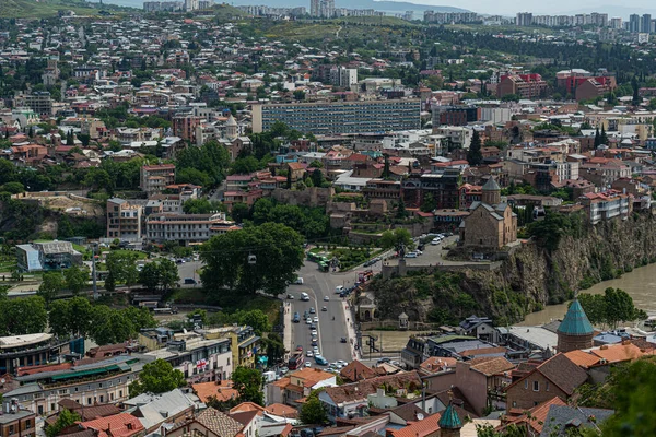 Přehled Hlavních Turistických Atrakcí Starého Města Tbilisi Letním Dni — Stock fotografie