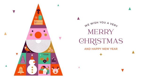 Веселого Різдва Сучасний Дизайн Святкові Подарунки Зимові Елементи Свічки Ялинка — стоковий вектор
