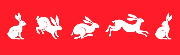 Colección Conejos Conejos Ilustraciones Año Nuevo Chino 2023 Año Del — Archivo Imágenes Vectoriales