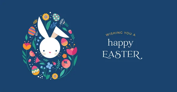 Happy Easter Decorated Geometric Style Easter Card Banner Bunnies Easter — Stockový vektor