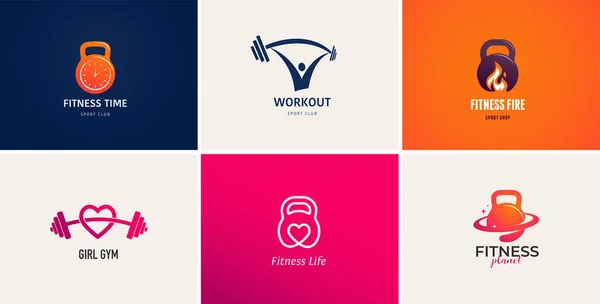Fitness Studio Fitness Klub Sportowy Osobista Kolekcja Logo Wektora Trenera — Wektor stockowy
