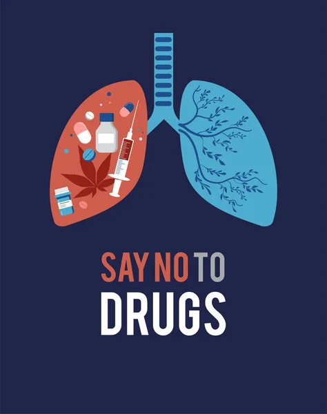 Żadnych Narkotyków Koncepcja Międzynarodowy Dzień Przeciw Narkotykom Ilustracji Sztandar Ilustracja — Wektor stockowy