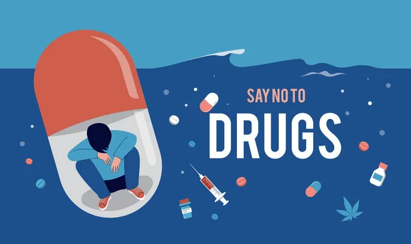 Sin Drogas Diseño Conceptual Día Internacional Contra Abuso Drogas Ilustración — Vector de stock