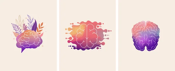 Psicologia Sonho Ilustração Conceito Saúde Mental Cérebro Neurociência Cartaz Criativo —  Vetores de Stock