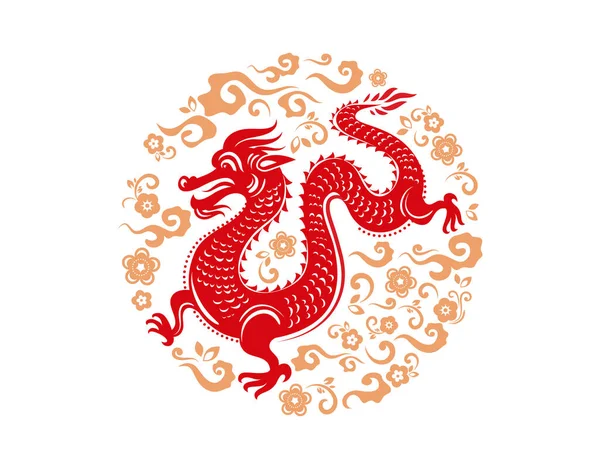 Smok Chiński Nowy Rok Tradycyjny Chiński Smok Ilustracja Wektora — Wektor stockowy