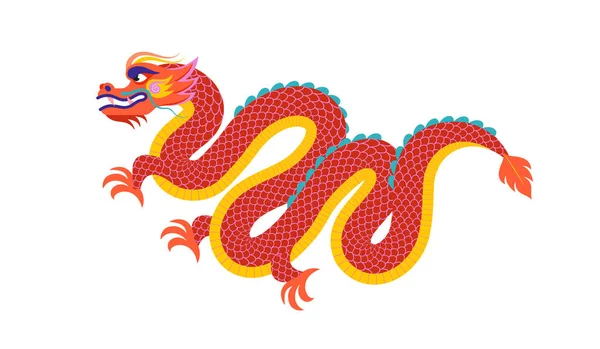 Δράκος Κινέζικη Πρωτοχρονιά Παραδοσιακός Κινέζικος Δράκος Εικονογράφηση Διανύσματος — Διανυσματικό Αρχείο