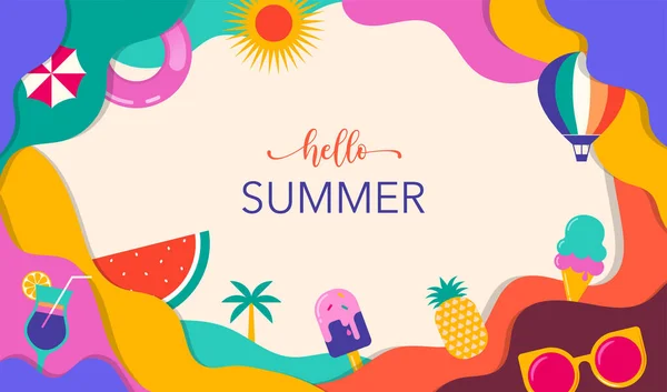 Colorful Abstract Summer Background Poster Banner Summer Sale Summer Fun — Stock Vector