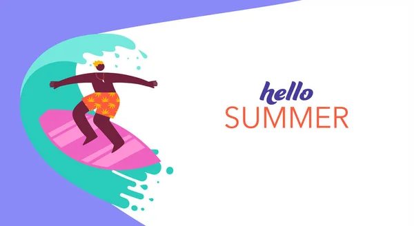Letní Zázemí Letní Plakát Zábavy Prapor Surfařem — Stockový vektor