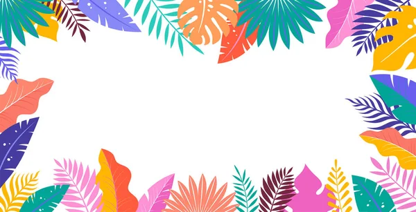 Fond Estival Design Abstrait Aux Feuilles Tropicales Formes Colorées Illustration — Image vectorielle