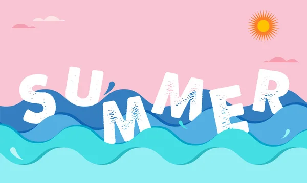 Colorat Geometric Sea Summer Background Poster Banner Vara Distracție Concept — Vector de stoc