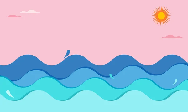 Bunte Geometrische Meer Sommer Hintergrund Plakat Banner Sommerzeit Spaß Konzept — Stockvektor