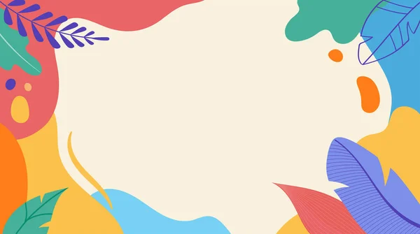 Барвистий Літній Фон Горизонтальний Дизайн Банера Шаблон Тропічних Листя Плаката — стоковий вектор