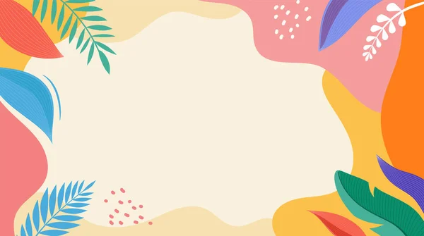 Красочный Летний Фон Горизонтальный Дизайн Баннера Шаблон Тропических Листьев Плаката — стоковый вектор