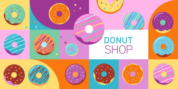 Donuts Colorful Pastel Icons Graphic Elements Illustrations Collection Vector Design — Stock Vector