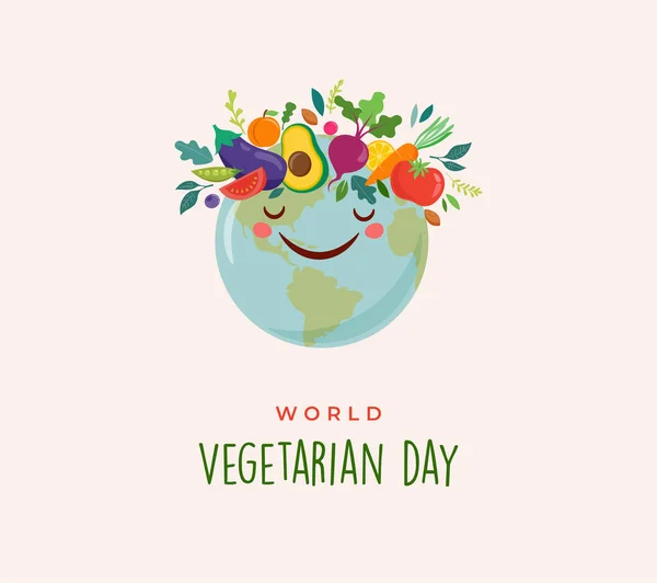 Всемирный День Вегетарианства Концепция Дизайна Векторная Иллюстрация — стоковый вектор