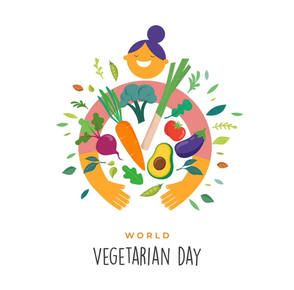 Dia Mundial Vegetariano Desenho Conceitual Ilustração Vetorial — Vetor de Stock