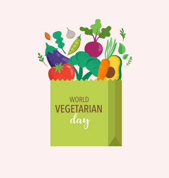 Dia Mundial Vegetariano Desenho Conceitual Ilustração Vetorial — Vetor de Stock