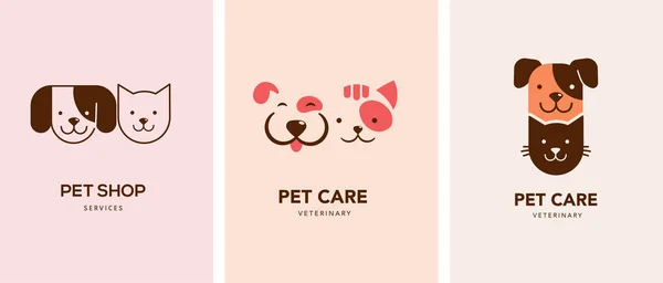 Logotipos Animais Estimação Estilo Moderno Ícones Cão Gato Vetor Ilustrações — Vetor de Stock