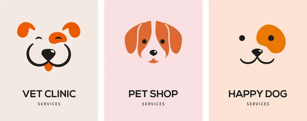 Moderne Stijl Huisdieren Logo Pictogrammen Hond Kat Vector Illustraties Symbolen — Stockvector