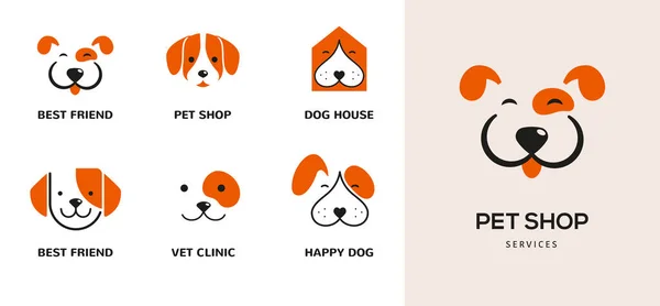 Μοντέρνο Στυλ Κατοικίδια Λογότυπα Εικόνες Εικονογράφηση Και Σύμβολα Φορέων Σκυλιών — Διανυσματικό Αρχείο