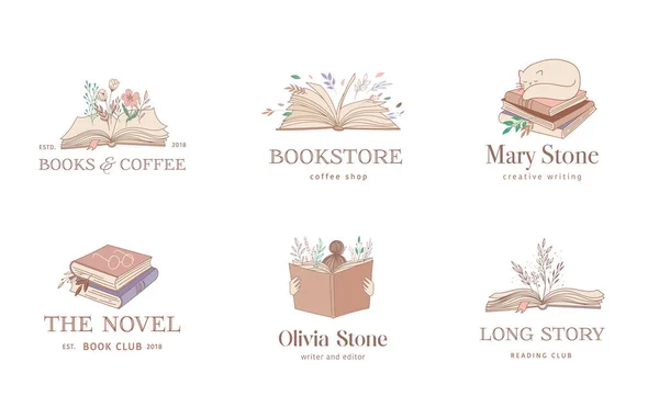 Çizimi Pastel Renkler Kitaplar Resimler Logolar Post Hikaye Konsepti Tasarımı — Stok Vektör