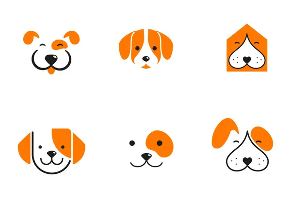 Moderne Stijl Huisdieren Logo Pictogrammen Hond Kat Vector Illustraties Symbolen — Stockvector