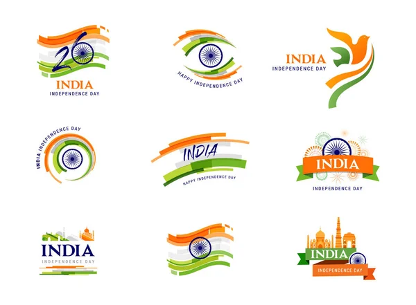 Hindistan Bağımsızlık Günü Afiş Poster Tebrik Kartı Yıldönümü Bağımsızlık Günü — Stok Vektör