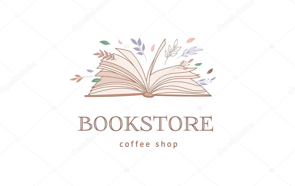 Hand drawn pastel colors books illustration, print and logo. Post and story concept design. Vintage vector art poster and banner.