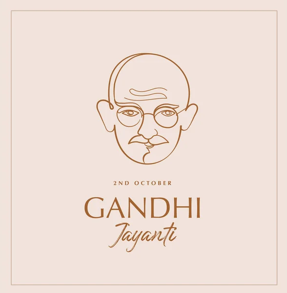 Gandi Jayanti Yazısı Çizgisel Poster Afiş Arkaplanı Çizdi Mahatma Gandhi — Stok Vektör