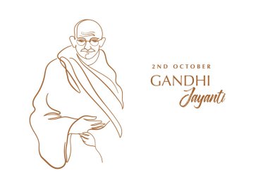 Gandhi Jayanti hand drawn linear poster and banner background. Mahatma Gandhi vector line art illustration. clipart