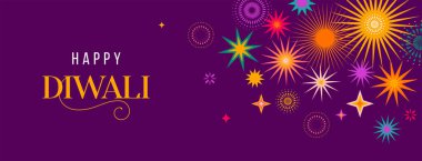 Mutlu Diwali 'ler, ışık festivali. Modern minimalist tasarım. Havai fişek posteri, afiş ve sosyal medya şablonu. Vektör konsepti tasarımı